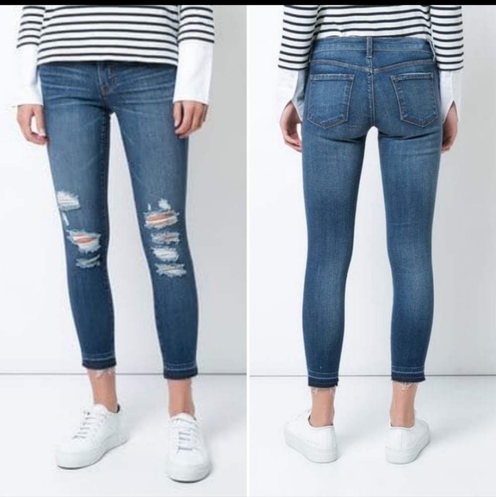 J BRAND distressed cropped skinny jeans 27